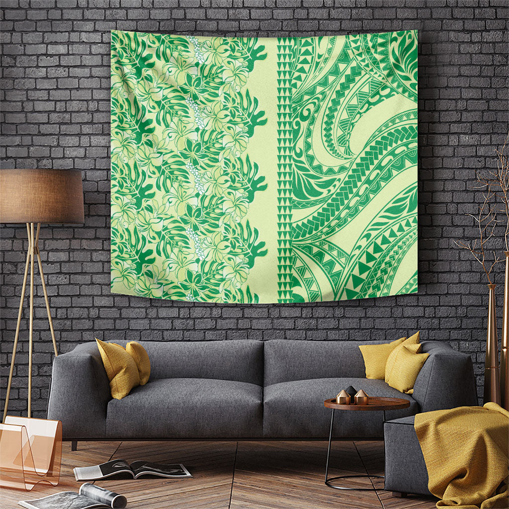 Lime Green Hibiscus Monstera Seamless Kakau Hawaii Tapestry LT14 Lime Green - Polynesian Pride