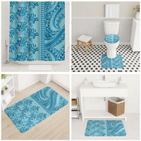 Cyan Hibiscus Monstera Seamless Kakau Hawaii Bathroom Set LT14 - Polynesian Pride