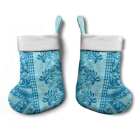 Cyan Hibiscus Monstera Seamless Kakau Hawaii Christmas Stocking LT14 - Polynesian Pride