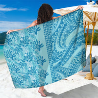 Cyan Hibiscus Monstera Seamless Kakau Hawaii Sarong LT14 One Size 44 x 66 inches Cyan - Polynesian Pride