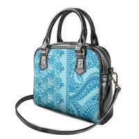Cyan Hibiscus Monstera Seamless Kakau Hawaii Shoulder Handbag LT14 - Polynesian Pride