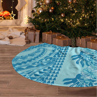 Cyan Hibiscus Monstera Seamless Kakau Hawaii Tree Skirt LT14 - Polynesian Pride