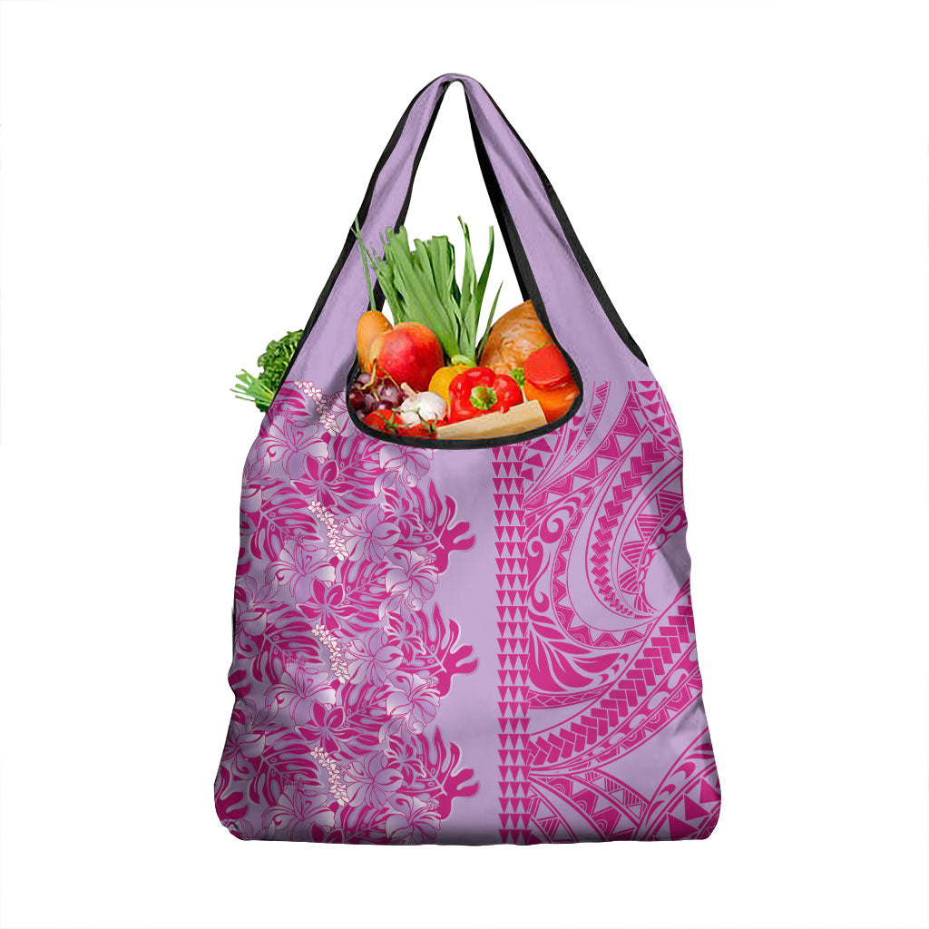 Purple Hibiscus Monstera Seamless Kakau Hawaii Grocery Bag LT14 1-pack One Size Purple - Polynesian Pride