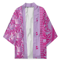 Purple Hibiscus Monstera Seamless Kakau Hawaii Kimono LT14 Unisex Purple - Polynesian Pride