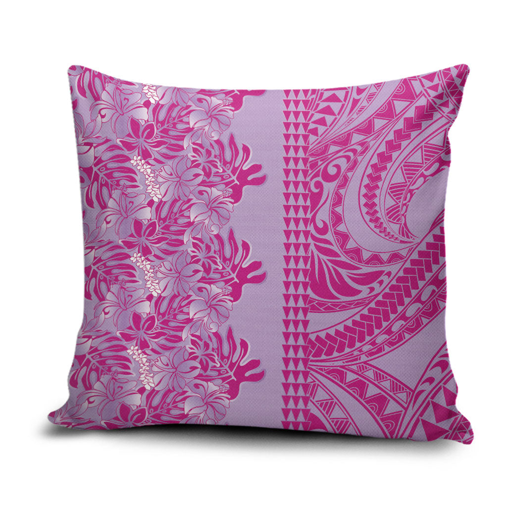Purple Hibiscus Monstera Seamless Kakau Hawaii Pillow Cover