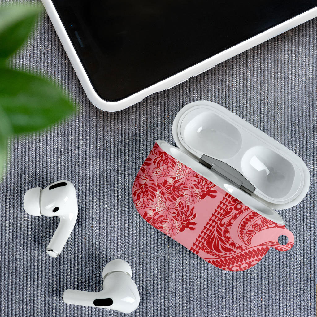 Red Hibiscus Monstera Seamless Kakau Hawaii AirPods Case LT14 - Polynesian Pride