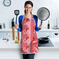 Red Hibiscus Monstera Seamless Kakau Hawaii Apron LT14 - Polynesian Pride