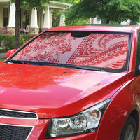 Red Hibiscus Monstera Seamless Kakau Hawaii Auto Sun Shade LT14 - Polynesian Pride