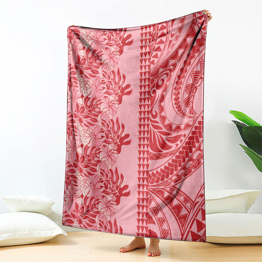 Red Hibiscus Monstera Seamless Kakau Hawaii Blanket LT14 - Polynesian Pride