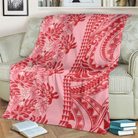Red Hibiscus Monstera Seamless Kakau Hawaii Blanket LT14 - Polynesian Pride