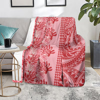 Red Hibiscus Monstera Seamless Kakau Hawaii Blanket LT14 - Polynesian Pride