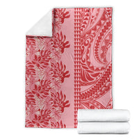 Red Hibiscus Monstera Seamless Kakau Hawaii Blanket LT14 - Polynesian Pride