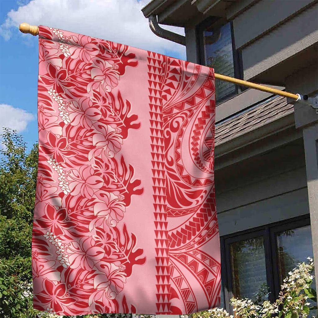 Red Hibiscus Monstera Seamless Kakau Hawaii Garden Flag LT14 - Polynesian Pride