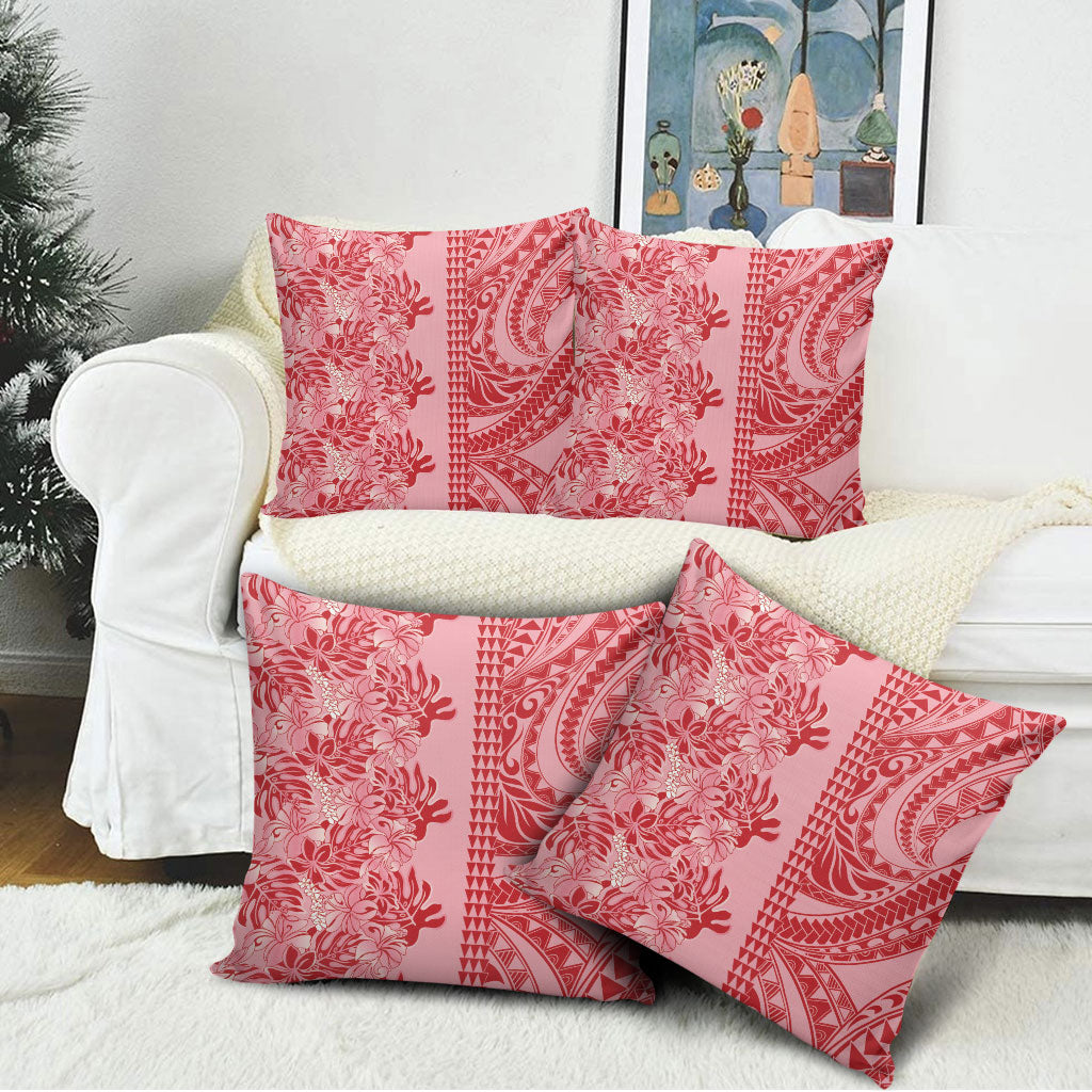 Red Hibiscus Monstera Seamless Kakau Hawaii Pillow Cover LT14 - Polynesian Pride