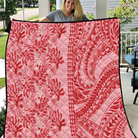 Red Hibiscus Monstera Seamless Kakau Hawaii Quilt LT14 Red - Polynesian Pride