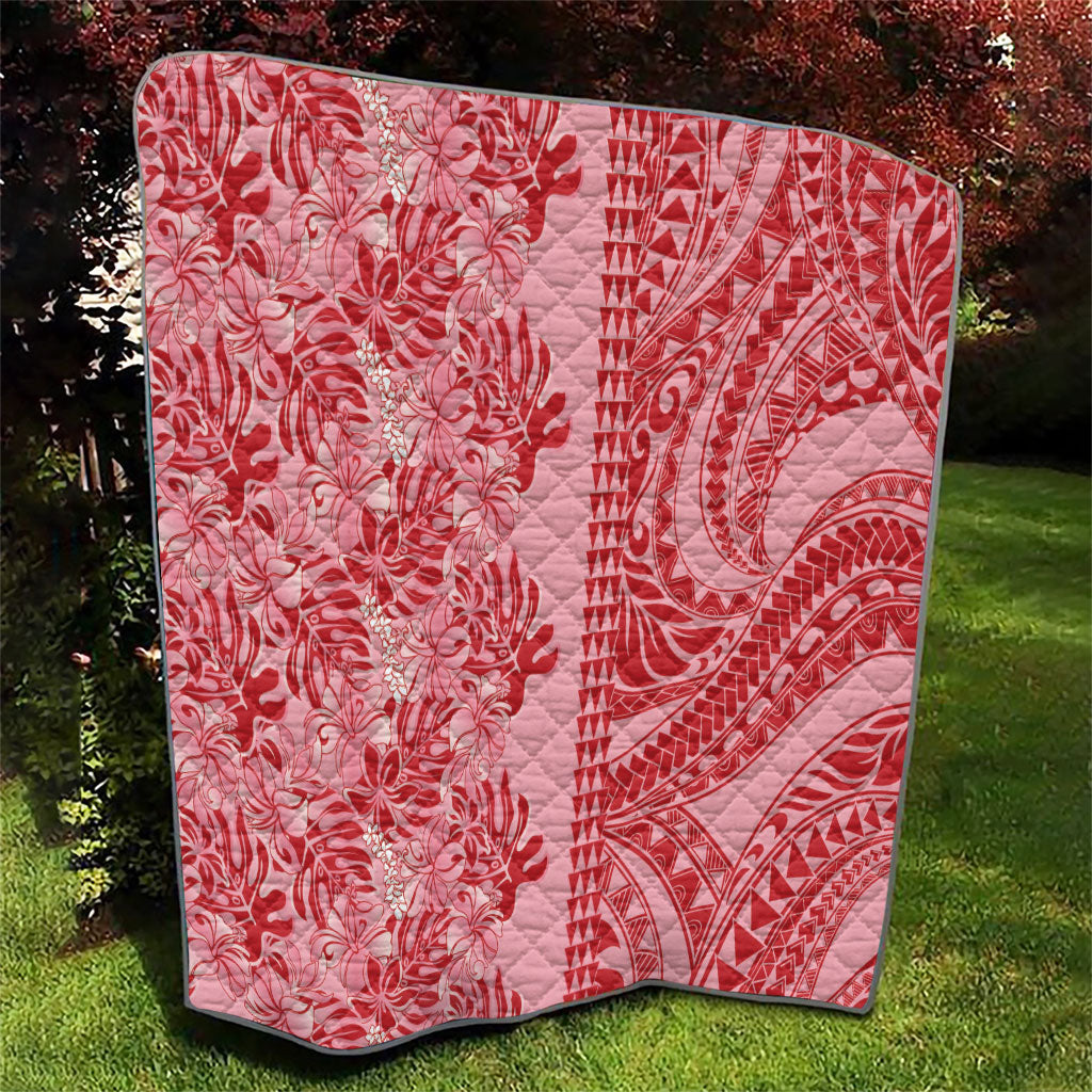 Red Hibiscus Monstera Seamless Kakau Hawaii Quilt LT14 - Polynesian Pride