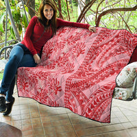 Red Hibiscus Monstera Seamless Kakau Hawaii Quilt LT14 - Polynesian Pride