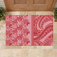 Red Hibiscus Monstera Seamless Kakau Hawaii Rubber Doormat LT14 Red - Polynesian Pride