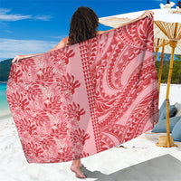 Red Hibiscus Monstera Seamless Kakau Hawaii Sarong LT14 One Size 44 x 66 inches Red - Polynesian Pride