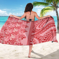 Red Hibiscus Monstera Seamless Kakau Hawaii Sarong LT14 - Polynesian Pride