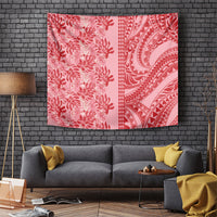 Red Hibiscus Monstera Seamless Kakau Hawaii Tapestry LT14 Red - Polynesian Pride