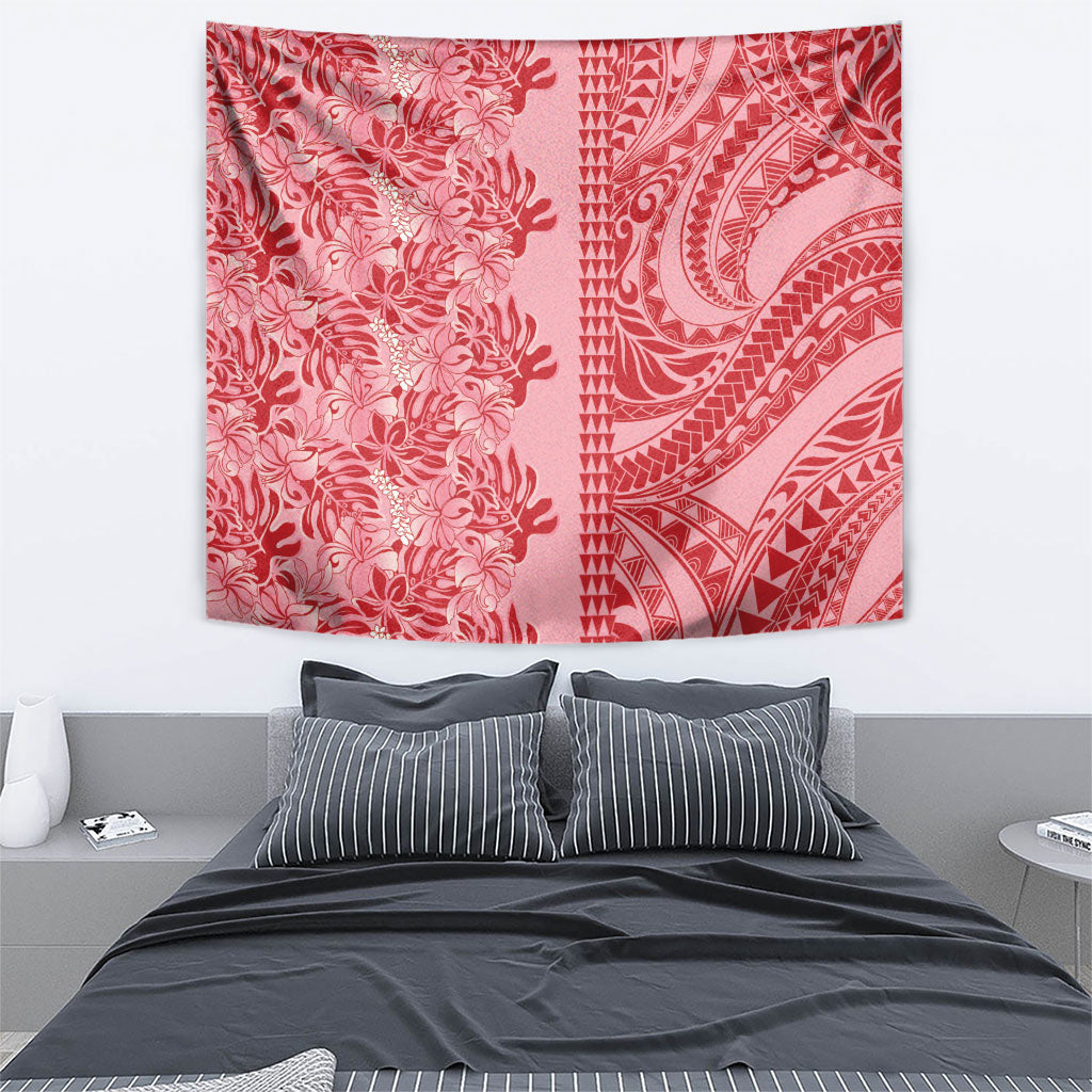 Red Hibiscus Monstera Seamless Kakau Hawaii Tapestry LT14 - Polynesian Pride