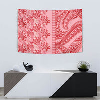 Red Hibiscus Monstera Seamless Kakau Hawaii Tapestry LT14 - Polynesian Pride