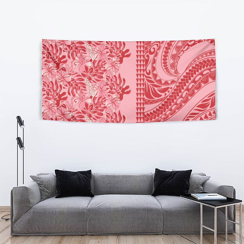 Red Hibiscus Monstera Seamless Kakau Hawaii Tapestry LT14 - Polynesian Pride