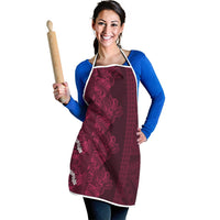 Burgundy Hibiscus Monstera Seamless Kakau Hawaii Apron LT14 - Polynesian Pride