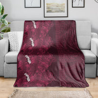Burgundy Hibiscus Monstera Seamless Kakau Hawaii Blanket LT14 - Polynesian Pride