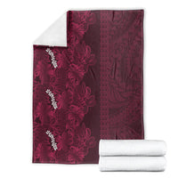 Burgundy Hibiscus Monstera Seamless Kakau Hawaii Blanket LT14 - Polynesian Pride