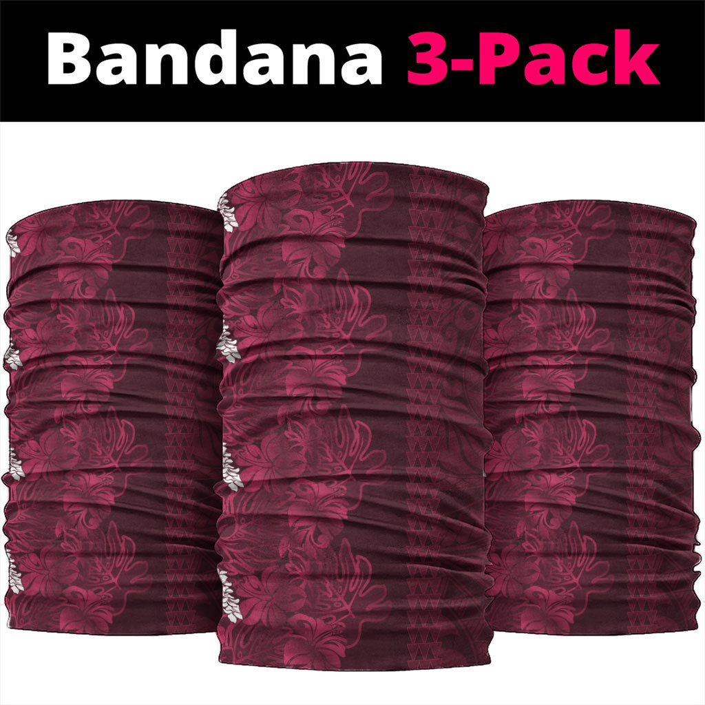 Burgundy Hibiscus Monstera Seamless Kakau Hawaii Neck Gaiter LT14 package One Size: 25*50cm Burgundy - Polynesian Pride