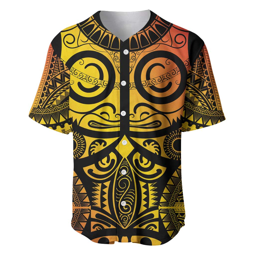 Marquesas Islands Baseball Jersey Marquesan Tattoo Yellow Gradient LT14 Yellow - Polynesian Pride