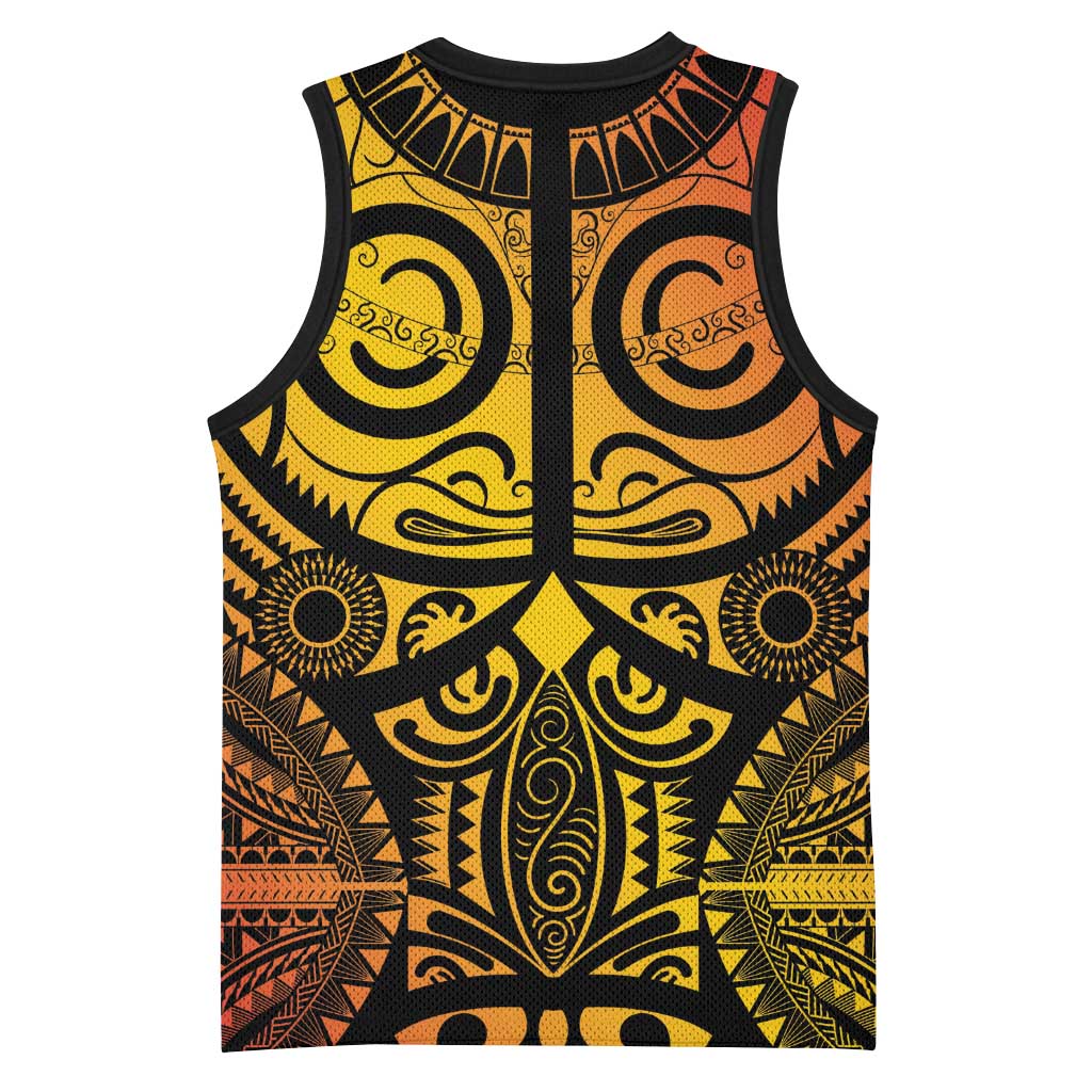 Marquesas Islands Basketball Jersey Marquesan Tattoo Yellow Gradient - Polynesian Pride
