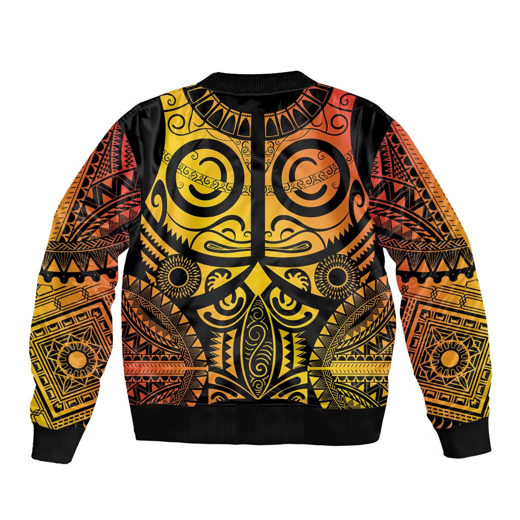 Marquesas Islands Bomber Jacket Marquesan Tattoo Yellow Gradient LT14 - Polynesian Pride