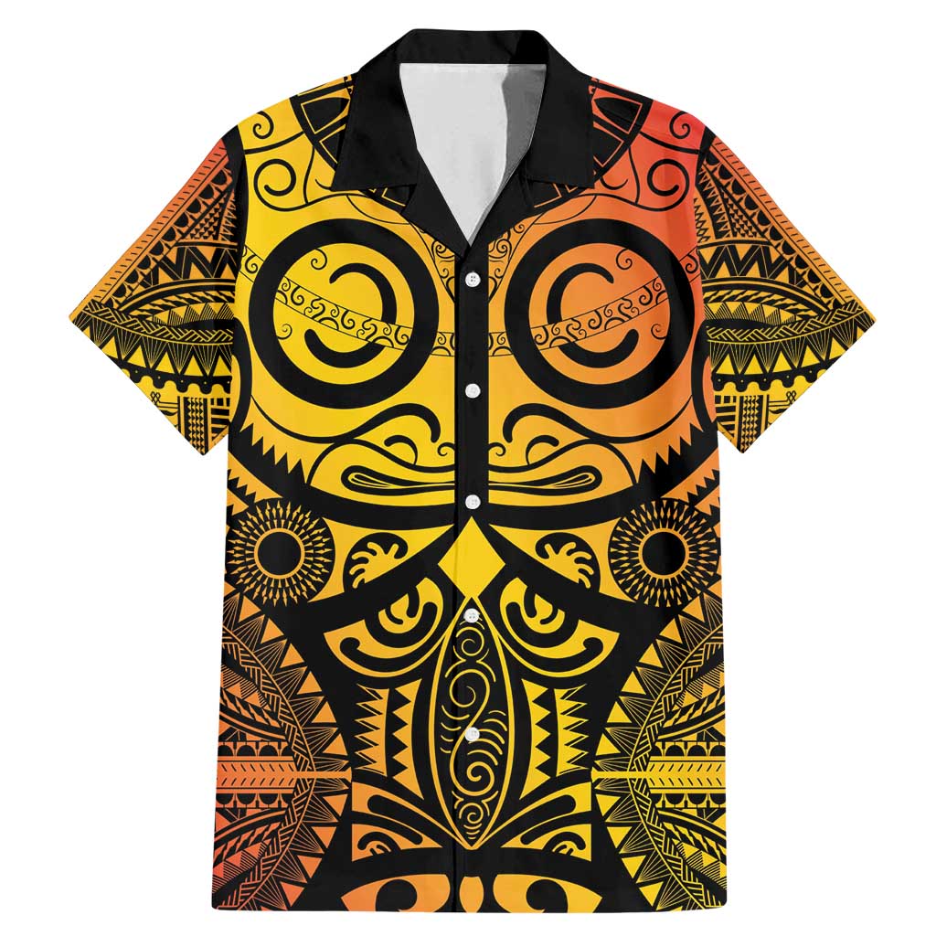 Marquesas Islands Family Matching Mermaid Dress and Hawaiian Shirt Marquesan Tattoo Yellow Gradient LT14 Dad's Shirt - Short Sleeve Yellow - Polynesian Pride