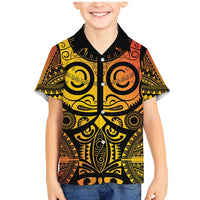 Marquesas Islands Family Matching Mermaid Dress and Hawaiian Shirt Marquesan Tattoo Yellow Gradient LT14 Son's Shirt Yellow - Polynesian Pride