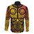Marquesas Islands Family Matching Off The Shoulder Long Sleeve Dress and Hawaiian Shirt Marquesan Tattoo Yellow Gradient - Polynesian Pride