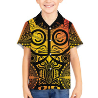 Marquesas Islands Family Matching Summer Maxi Dress and Hawaiian Shirt Marquesan Tattoo Yellow Gradient LT14 Son's Shirt Yellow - Polynesian Pride