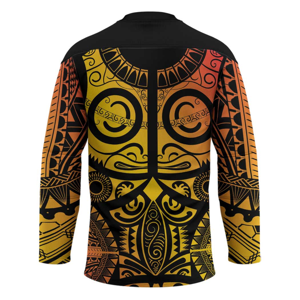 Marquesas Islands Hockey Jersey Marquesan Tattoo Yellow Gradient LT14 - Polynesian Pride