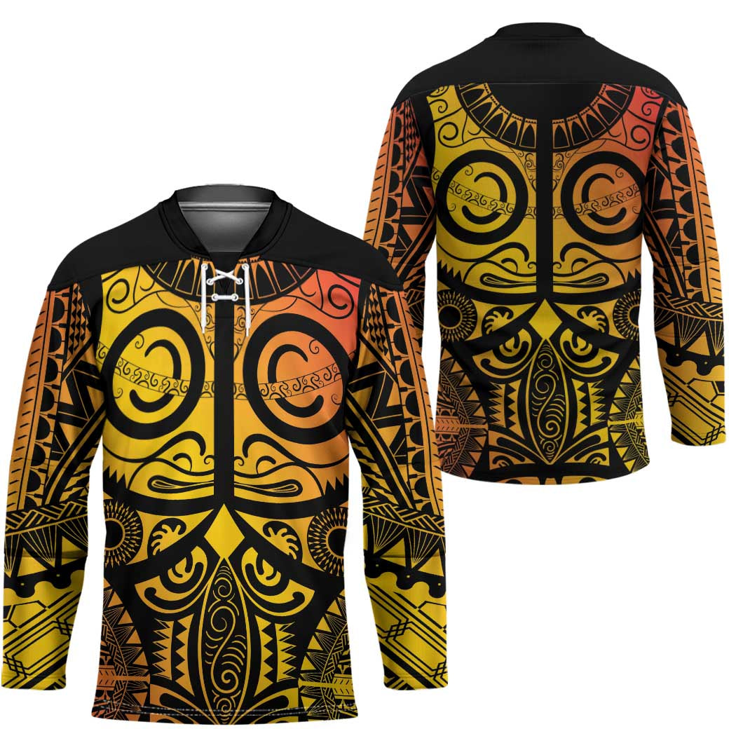 Marquesas Islands Hockey Jersey Marquesan Tattoo Yellow Gradient LT14 - Polynesian Pride