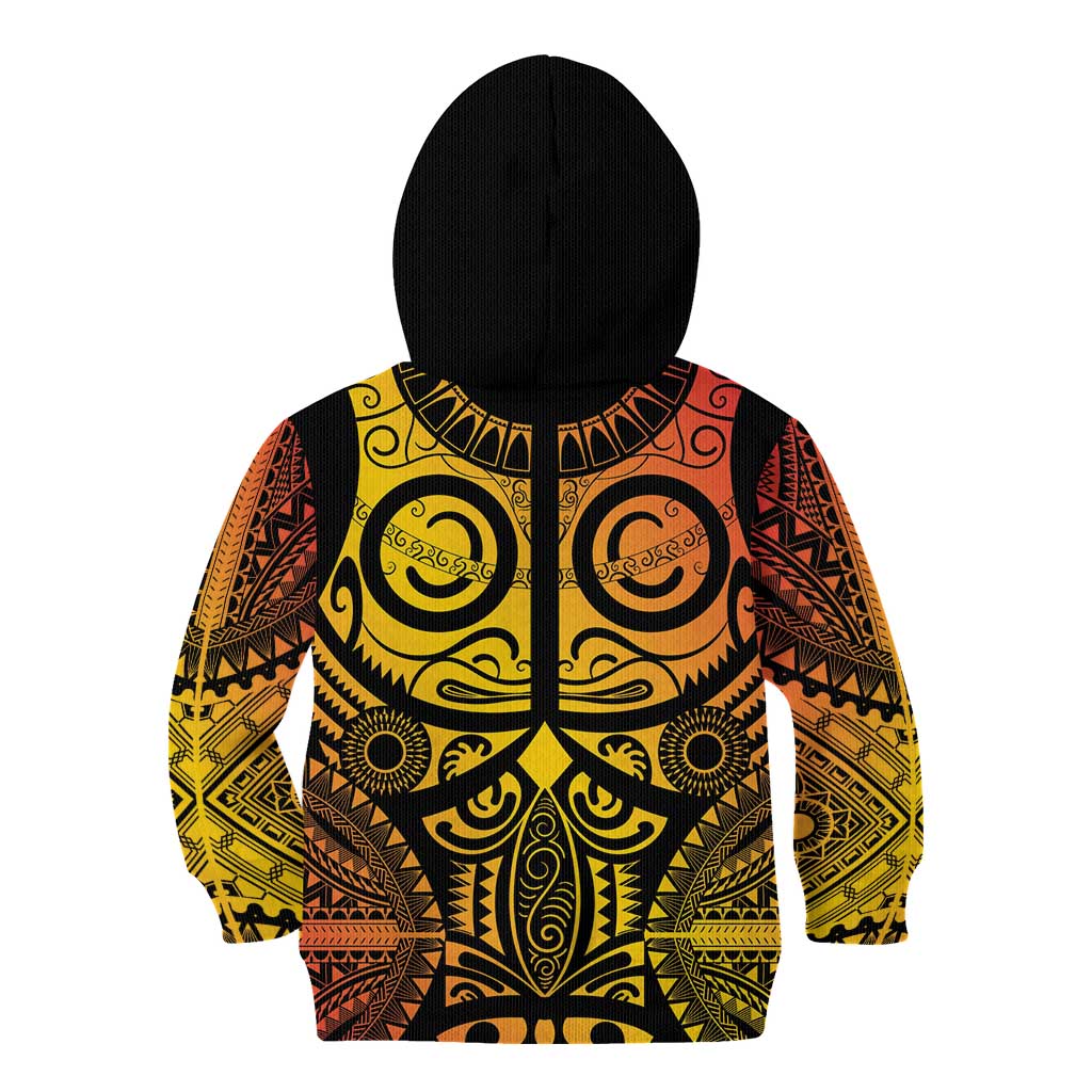 Marquesas Islands Kid Hoodie Marquesan Tattoo Yellow Gradient - Polynesian Pride