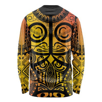 Marquesas Islands Long Sleeve Shirt Marquesan Tattoo Yellow Gradient - Polynesian Pride