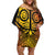 Marquesas Islands Off Shoulder Short Dress Marquesan Tattoo Yellow Gradient - Polynesian Pride
