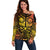 Marquesas Islands Off Shoulder Sweater Marquesan Tattoo Yellow Gradient - Polynesian Pride