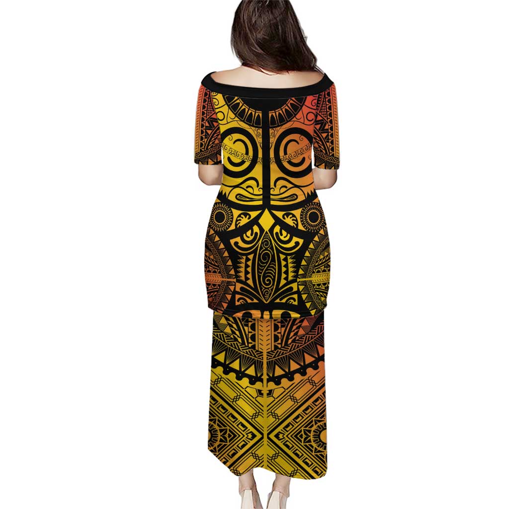 Marquesas Islands Puletasi Marquesan Tattoo Yellow Gradient LT14 - Polynesian Pride