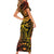 Marquesas Islands Short Sleeve Bodycon Dress Marquesan Tattoo Yellow Gradient - Polynesian Pride