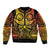 Marquesas Islands Sleeve Zip Bomber Jacket Marquesan Tattoo Yellow Gradient - Polynesian Pride