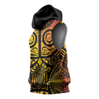 Marquesas Islands Sleeveless Hoodie Marquesan Tattoo Yellow Gradient - Polynesian Pride