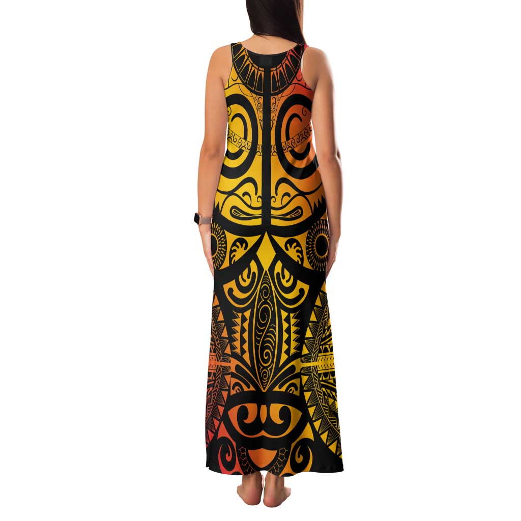 Marquesas Islands Tank Maxi Dress Marquesan Tattoo Yellow Gradient LT14 - Polynesian Pride